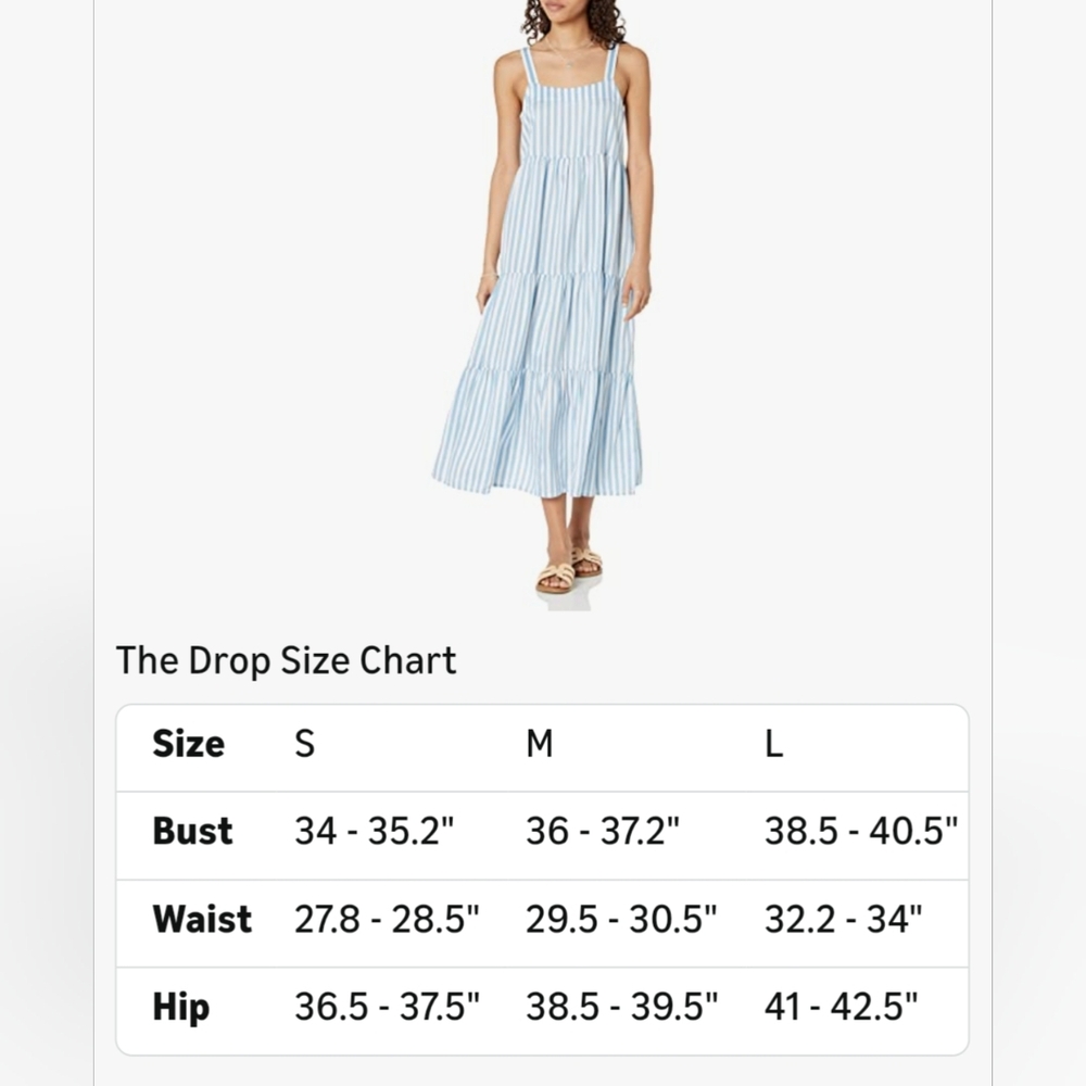 The Drop Britt Bluebell Stripe Tiered Maxi Dress w/ Adjustable Straps - Picture 11 of 11